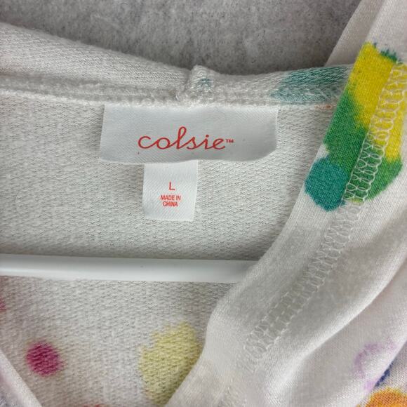 Colsie Long Sleeve Hooded Pullover Sweater Women's Large Paint Splatter Print - Picture 6 of 8